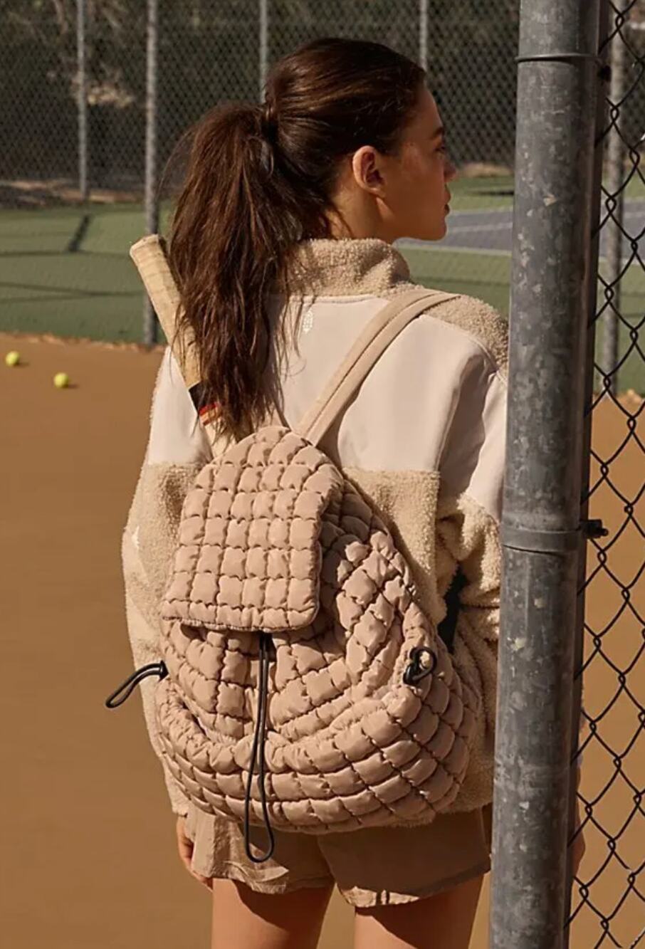 FREE PEOPLE Quilted Hiker Backpack Ivory NWT